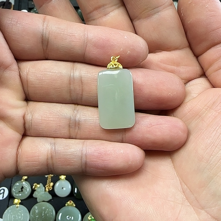 和田玉吊坠(不含链)银S925镶嵌