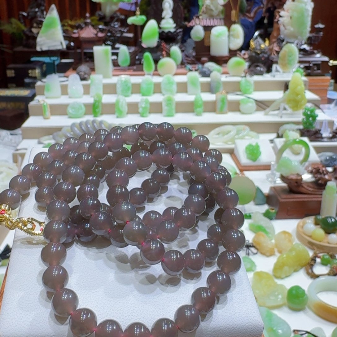 和田玉未镶嵌挂件冰烟紫卡8 108