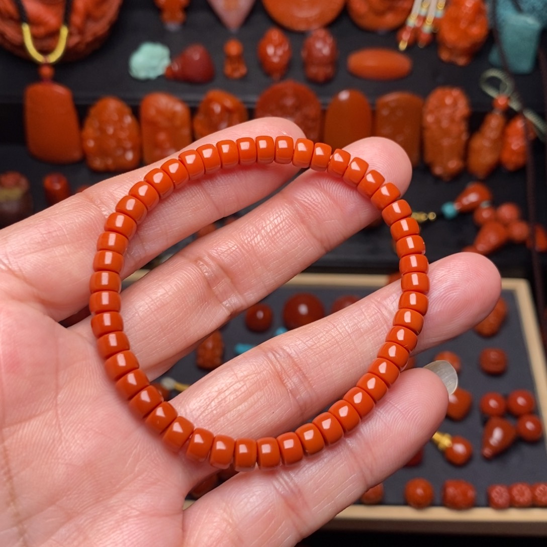 南红玛瑙精工手串未镶嵌无*