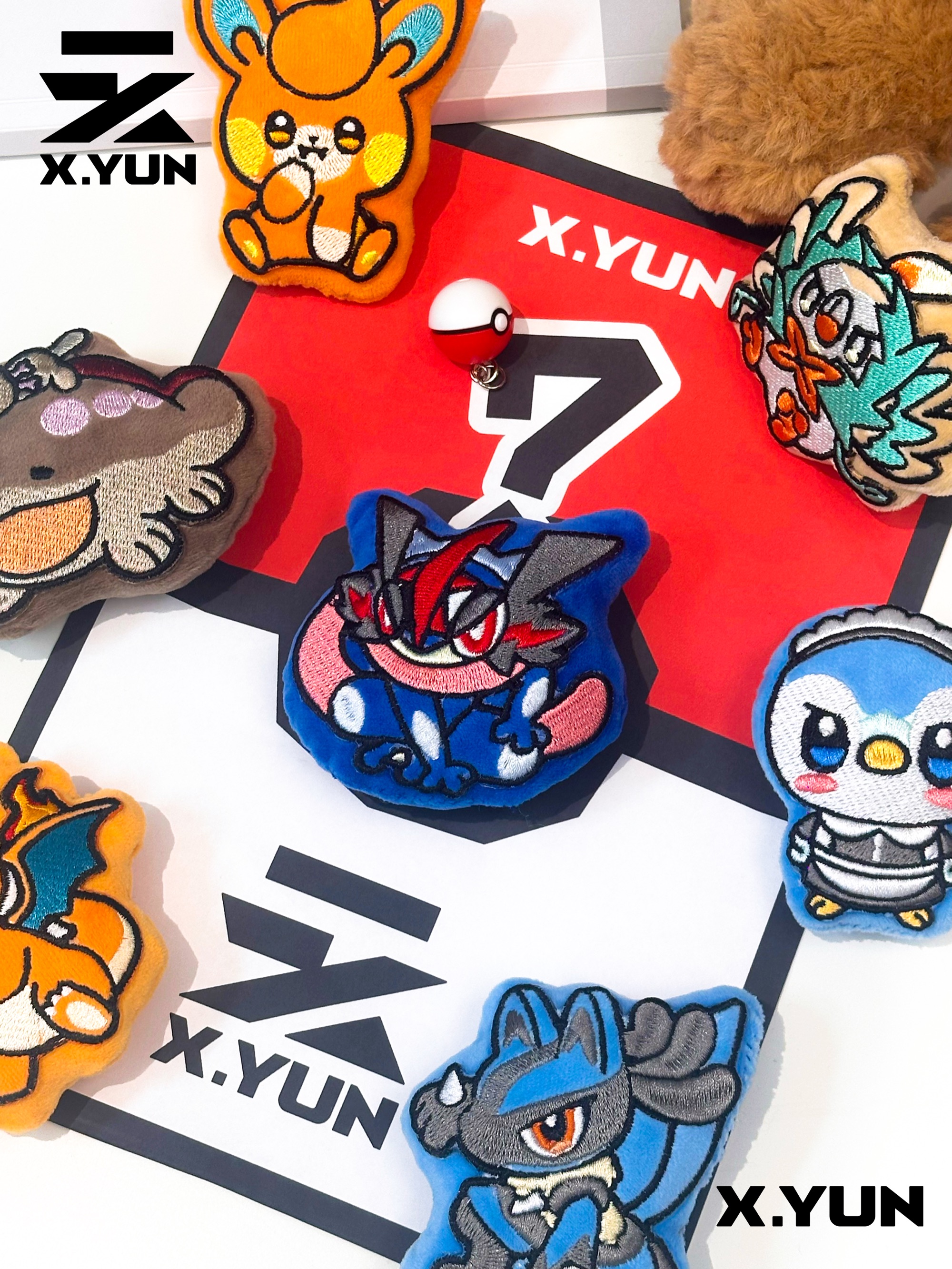 【XYUN】宝可梦毛绒刺绣冰箱贴口袋妖怪毛绒Q版周边