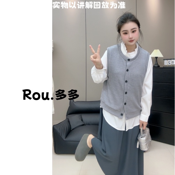 「Rou.多多」春季新款韩系学院风搭配高级感衬衫马甲半身裙三件套装