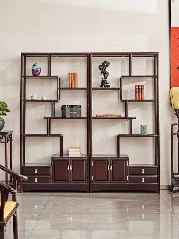 赞比亚紫檀明式简约博古架多宝阁古典架艺术框架结构隔断轻奢落地