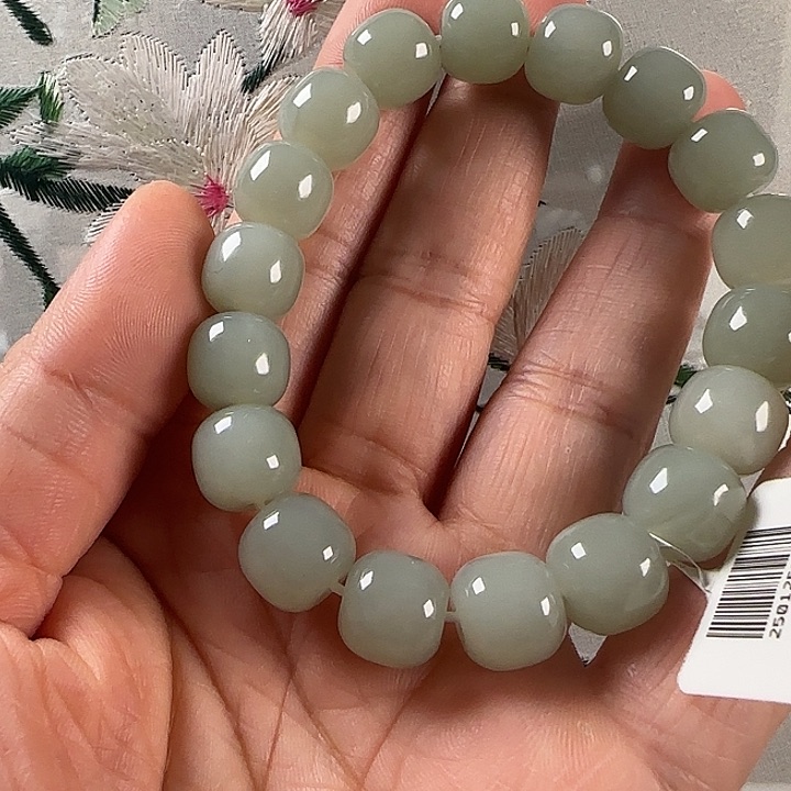 和田玉手链未镶嵌新疆和田玉且末高清白老11/12