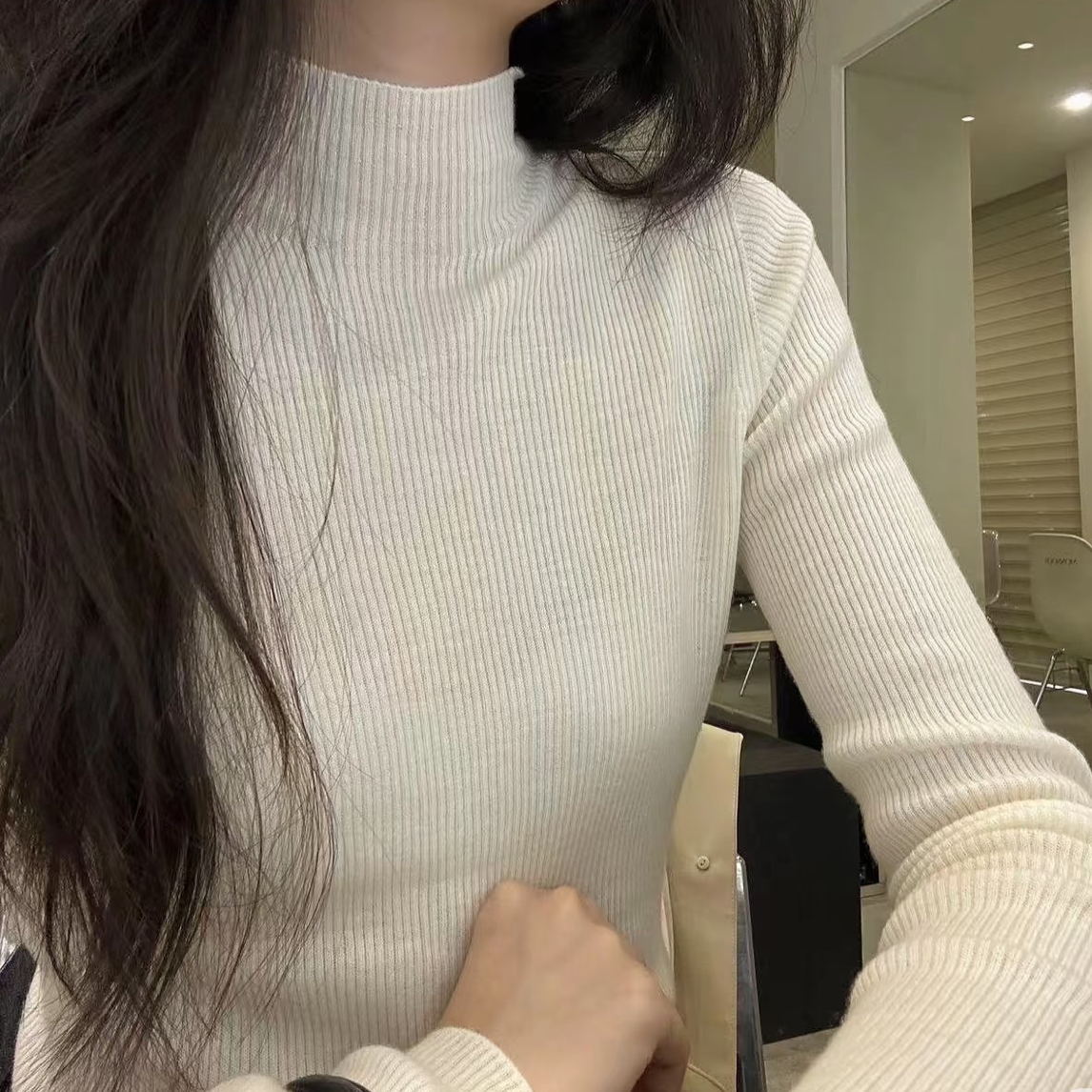 半领蕾丝女秋冬百搭修身内搭上衣