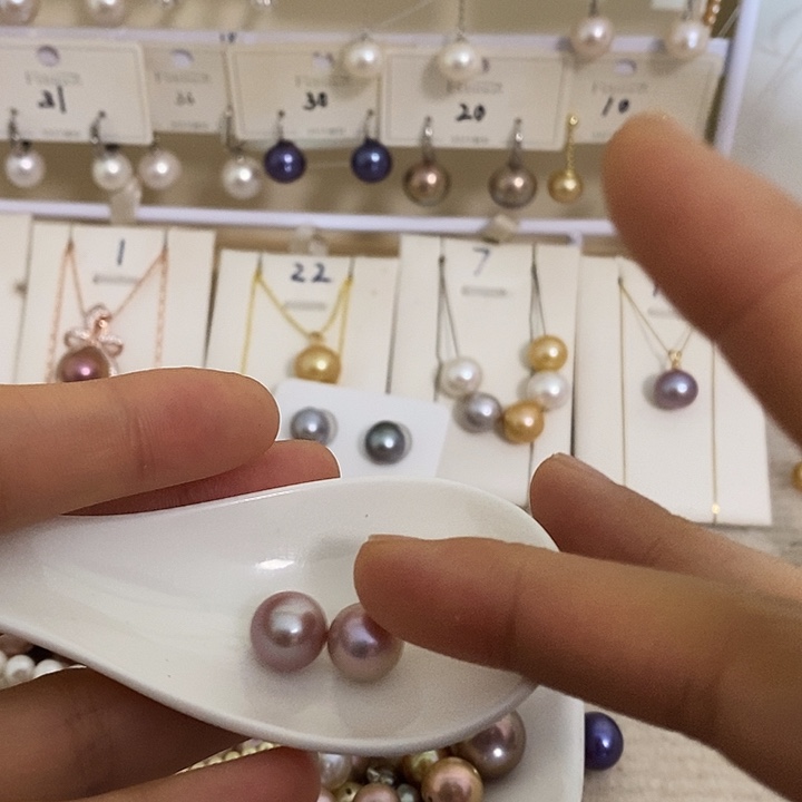 银S925镶嵌耳饰淡水珍珠豆***?