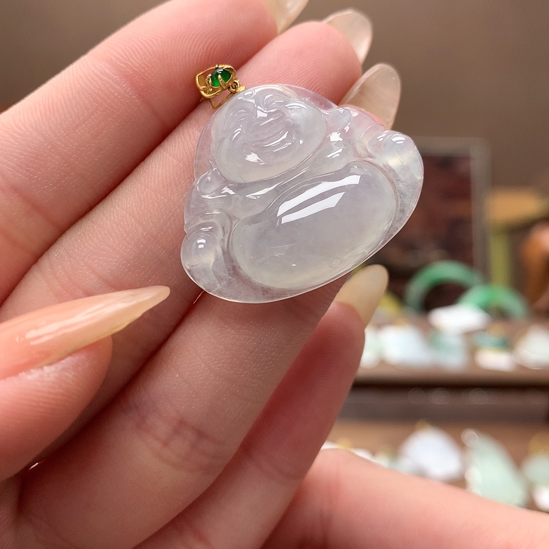 翡翠吊坠(不含链)18K金镶嵌