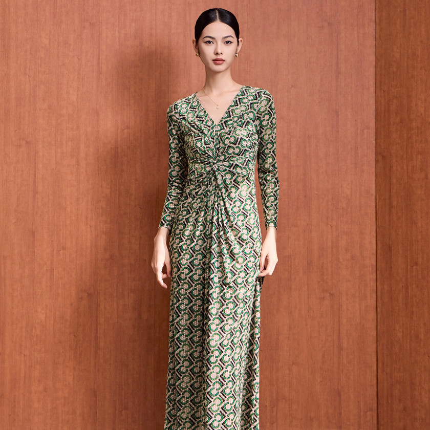 MY TENO/马天奴碎花显瘦收腰裹身裙减龄洋气连衣裙女VDA425气质