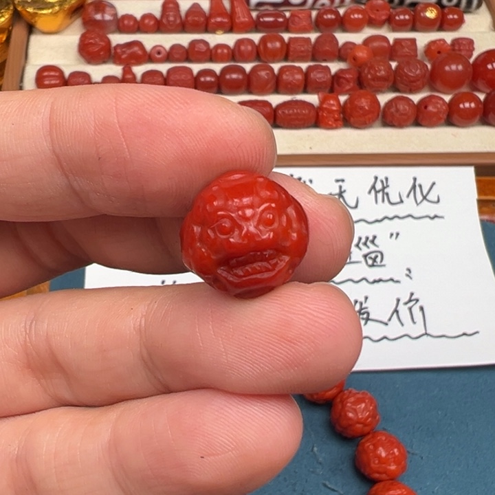 南红玛瑙貔貅圆珠卡15单珠未镶嵌