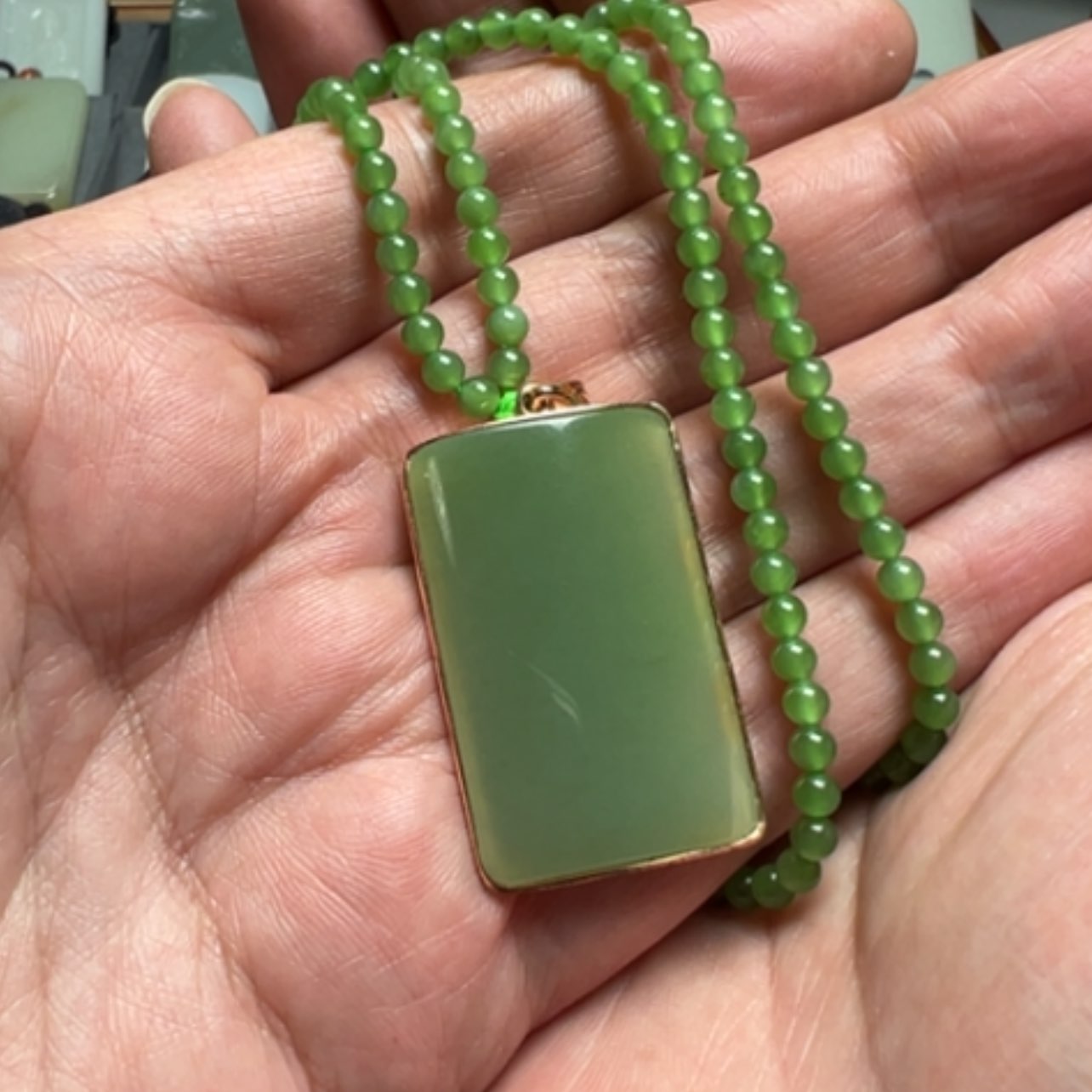 【闪购商品】和田玉（碧玉）颈饰银S925镶嵌