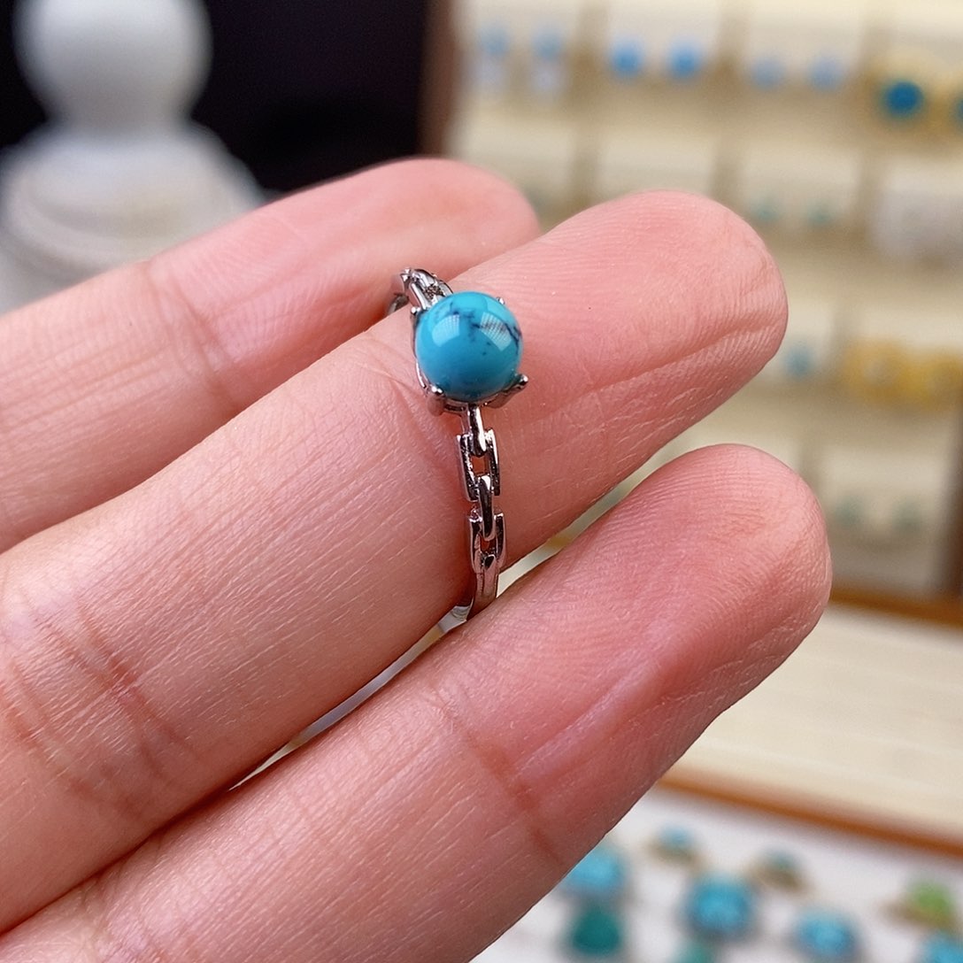 绿松石银S925镶嵌戒指