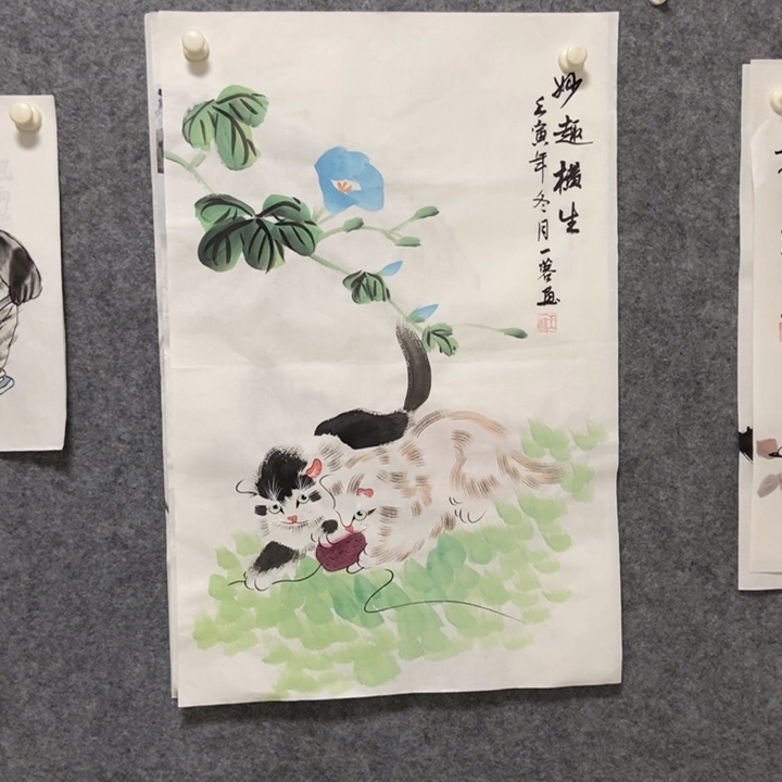 国画猫咪70厘米高度