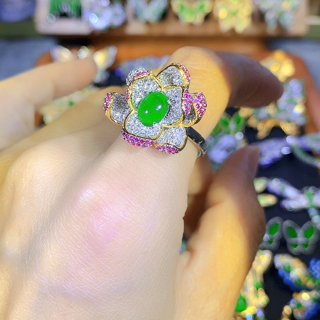 吊坠(不含链)银S925镶嵌翡翠