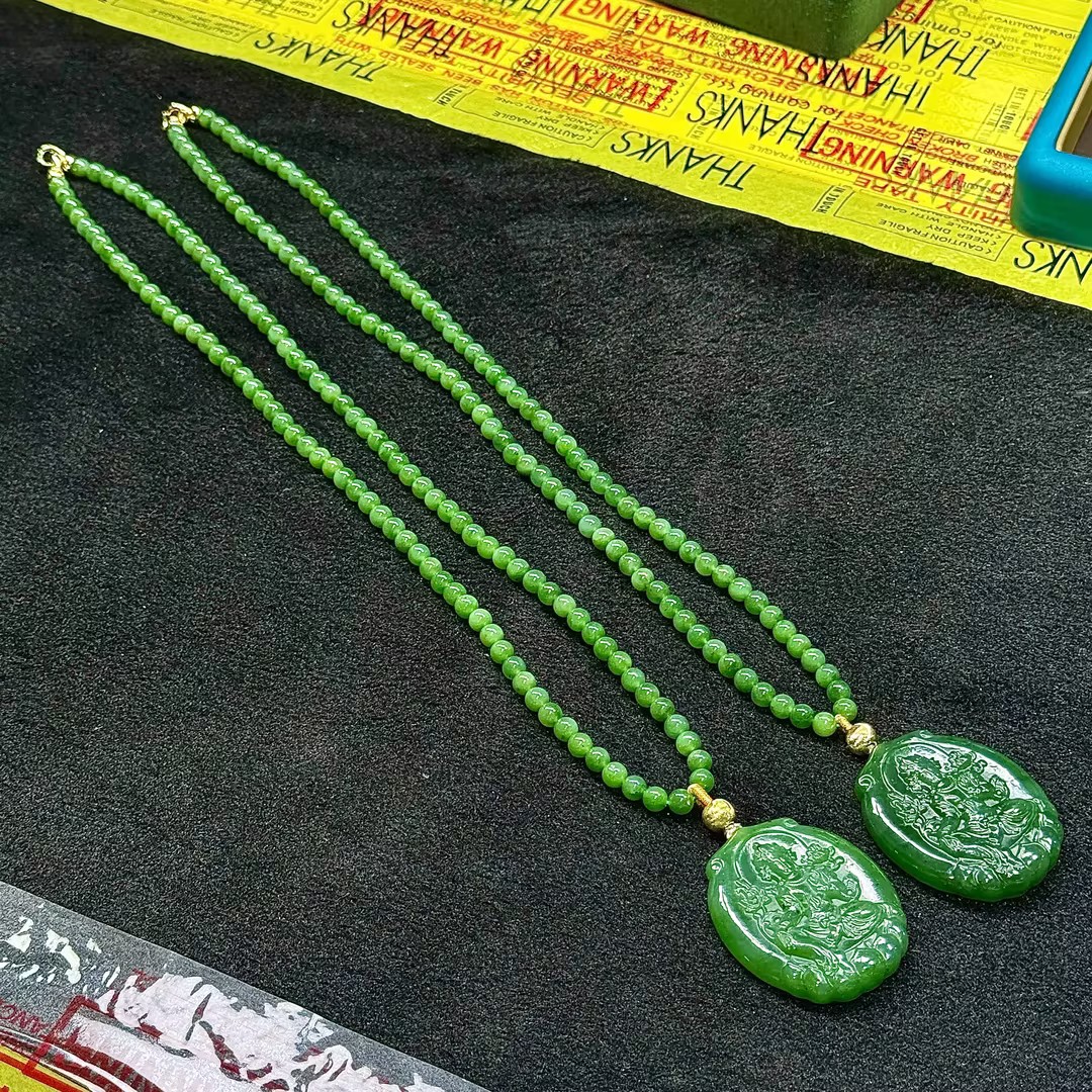 【CH】和田玉雕刻牌DIY项链-约6mm（多样性发其一）