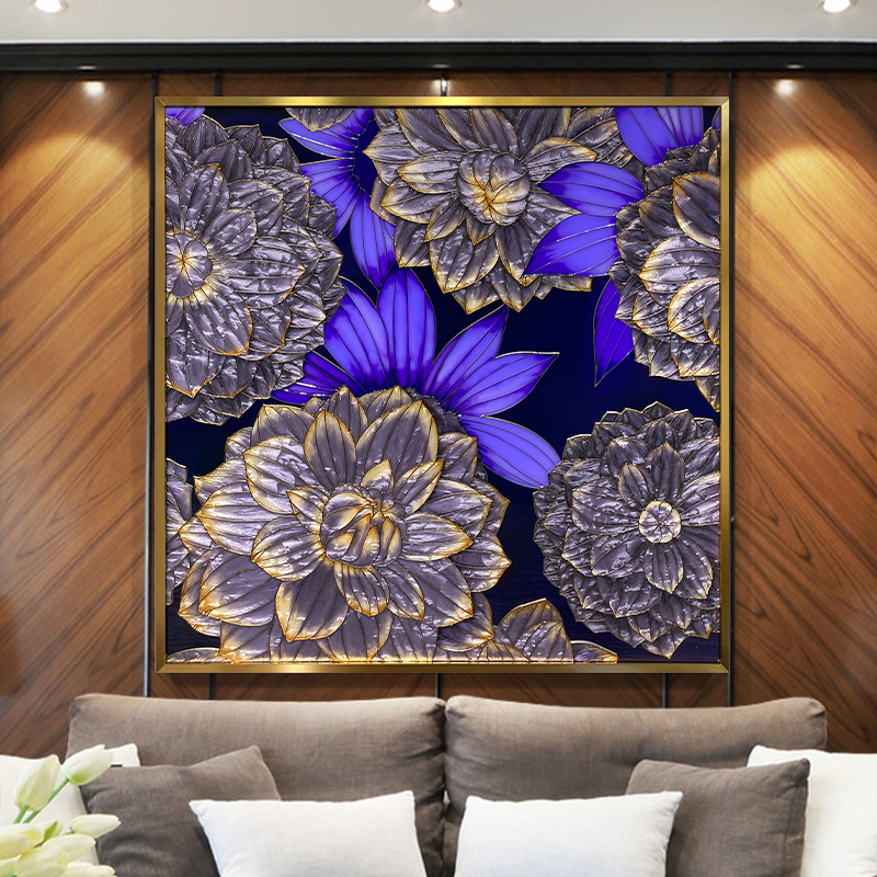 珐琅艺术画轻奢玄关装饰画抽象客厅走廊过道挂画酒店壁画梦幻花境