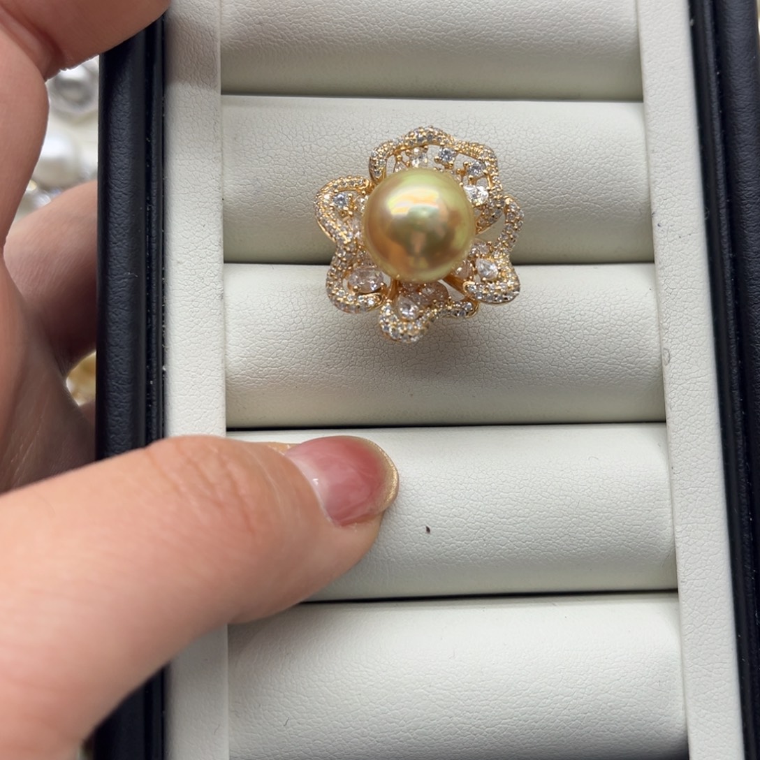 戒指银S925镶嵌海水珍珠