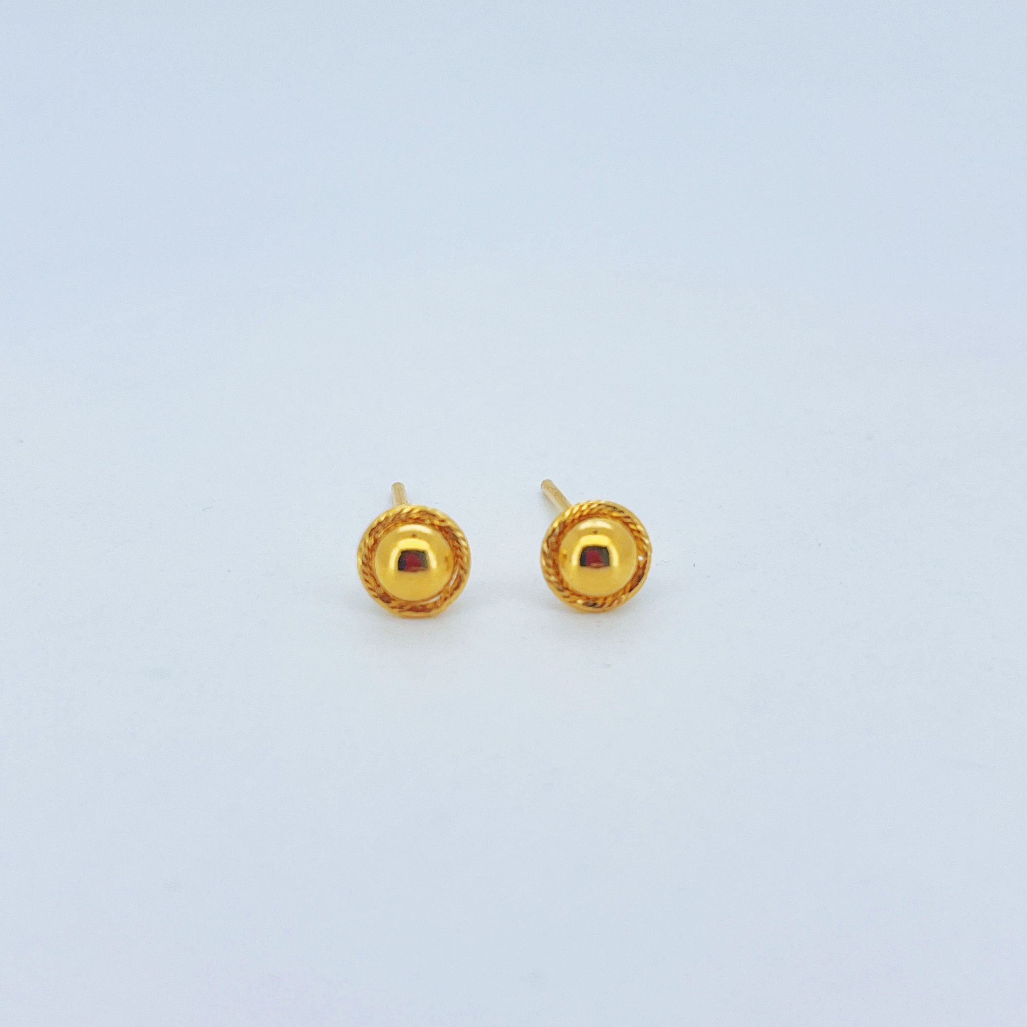 足金999黄金圆珠金耳钉1.63