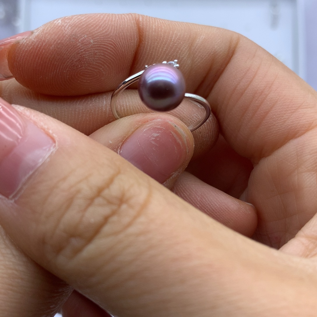 戒指银S925镶嵌淡水珍珠