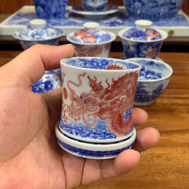 自成堂柴窑 釉里红龙纹