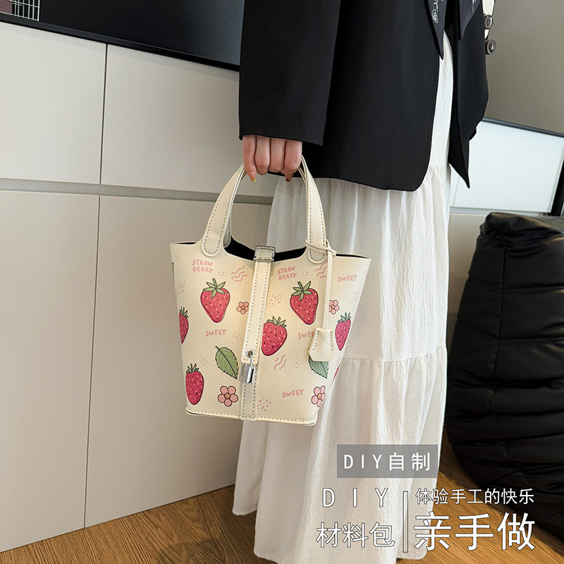 2025新款手工编织diy菜篮子水桶大包材料包涂鸦百搭大容量手提包