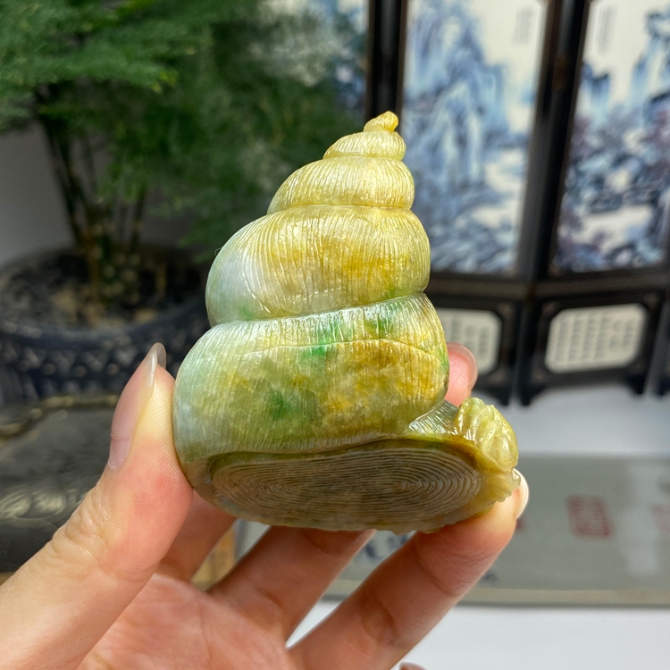 毛货  黄加绿安居乐业八方来财摆件茶宠 天然翡翠A货  