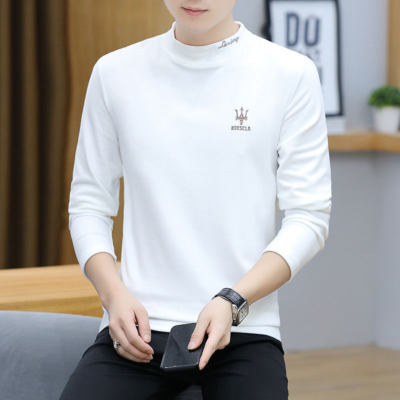 2025德绒上衣高领打底衫长袖休闲男士长袖中领T恤半高领