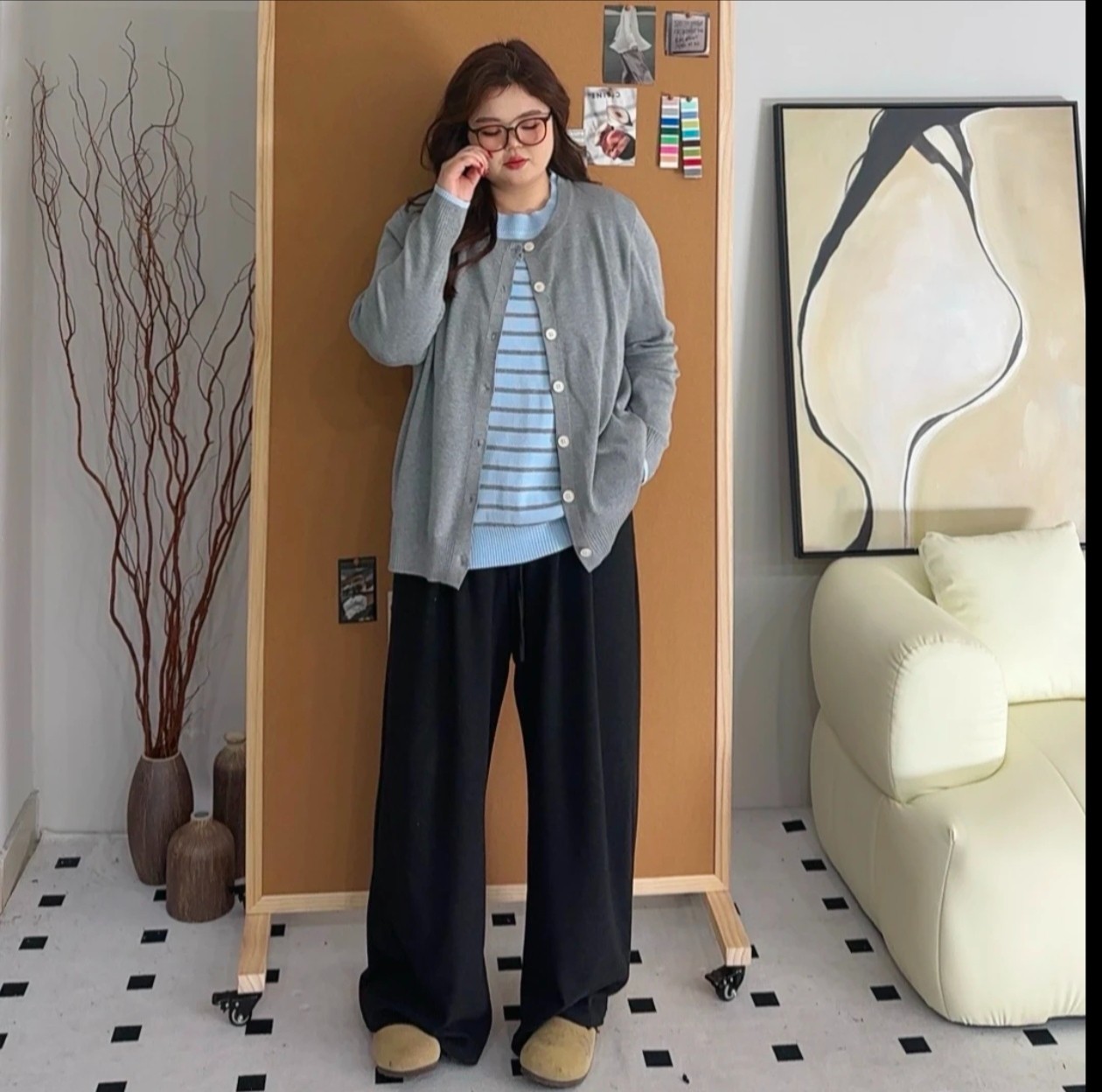 春季百搭条纹长袖假两件气质显瘦休闲时尚圆领毛衣针织开衫女903