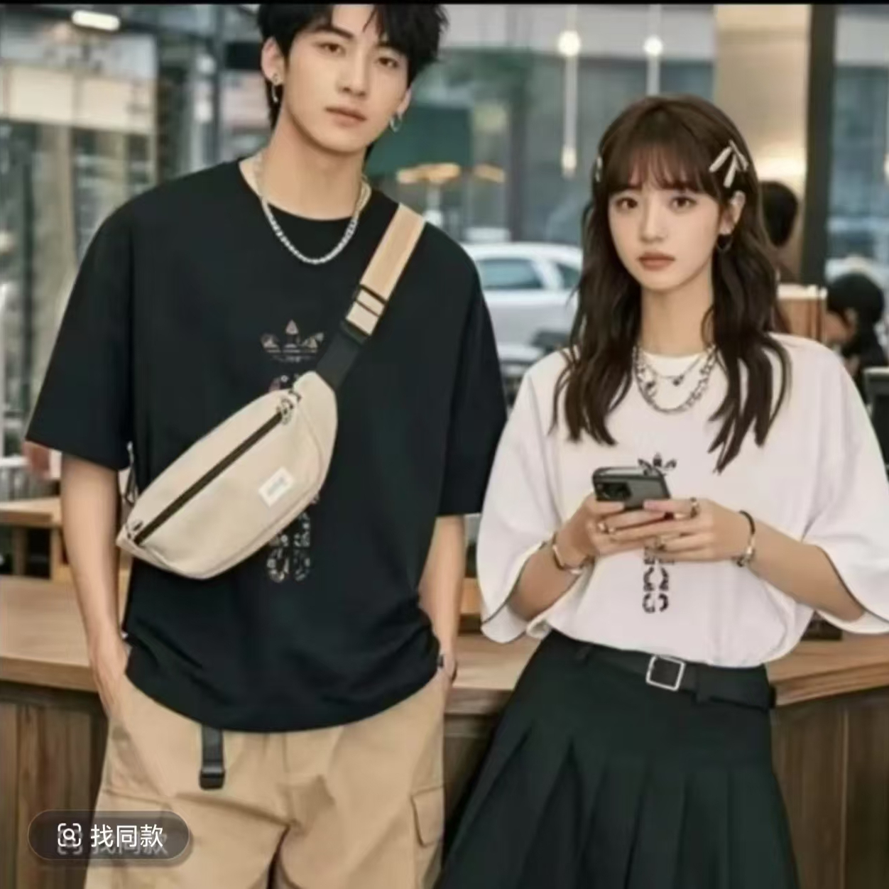 【一折粉丝福利】夏季潮牌男女同款百搭圆领T恤