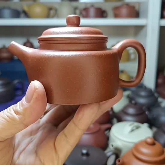 茶壶紫砂8号原矿红降坡粗砂德钟内推260cc半手工