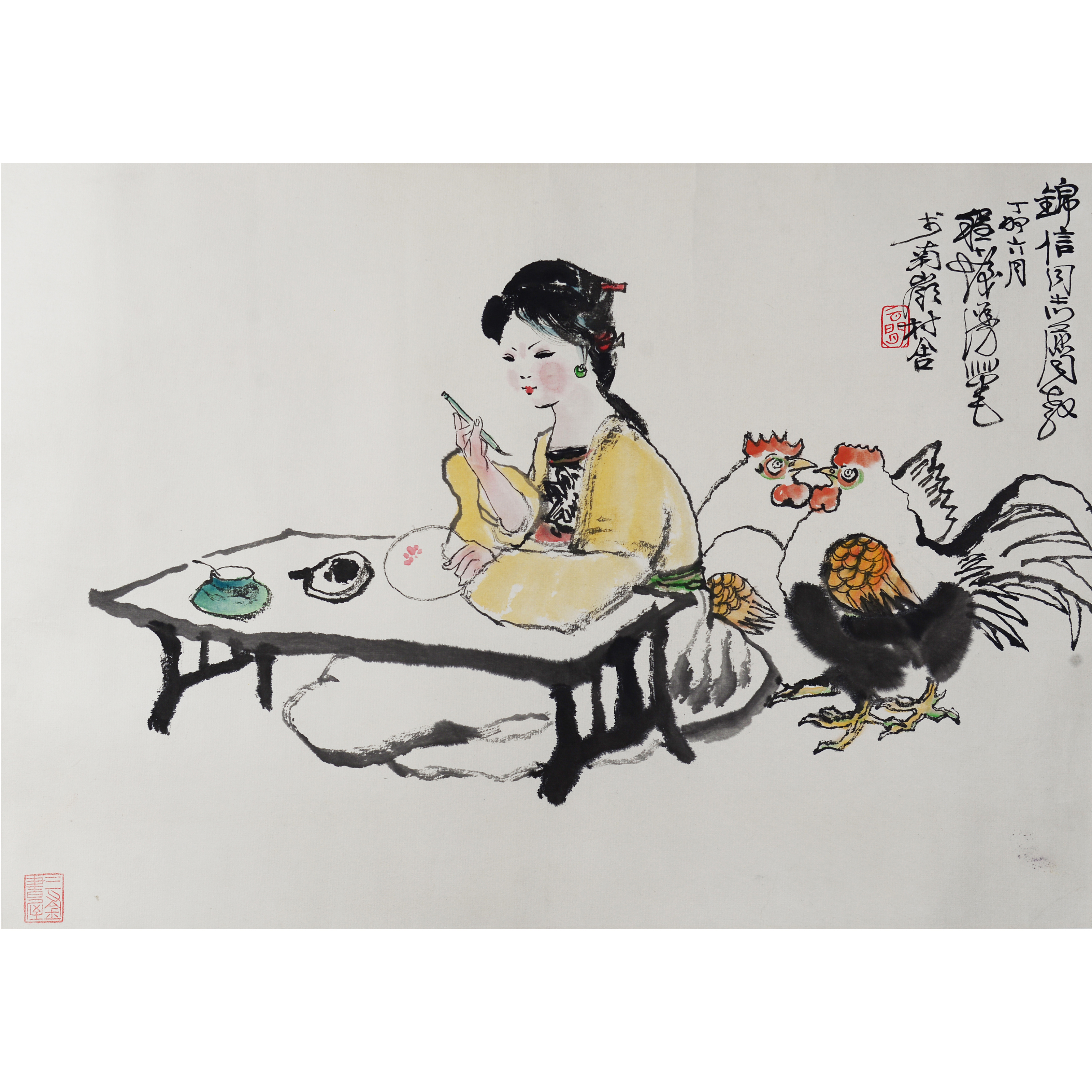 D12 16人物程十发 纸本立轴