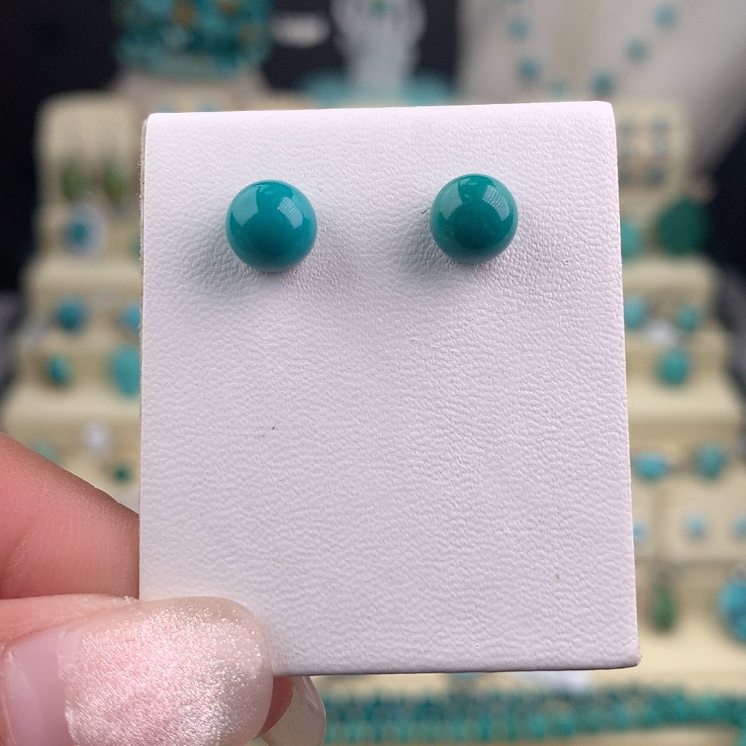 绿松石银S925镶嵌耳饰