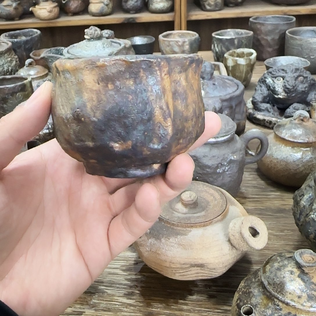 纯手捏柴烧主人杯 自然落灰