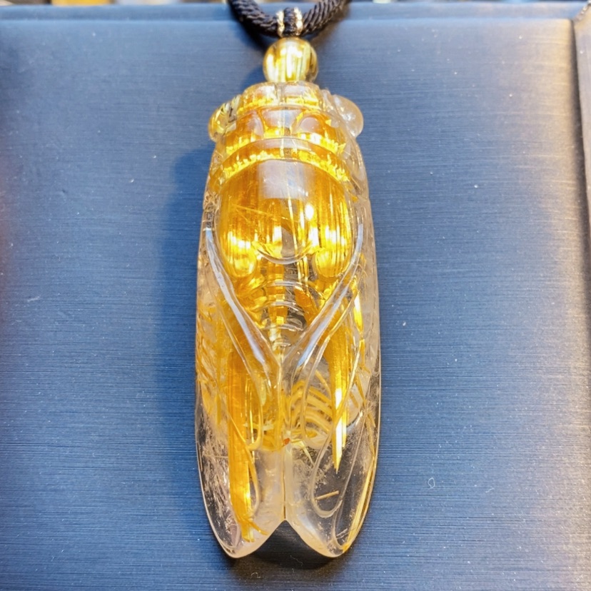 【闪购商品】水晶颈饰未镶嵌天然钛晶知了吊坠