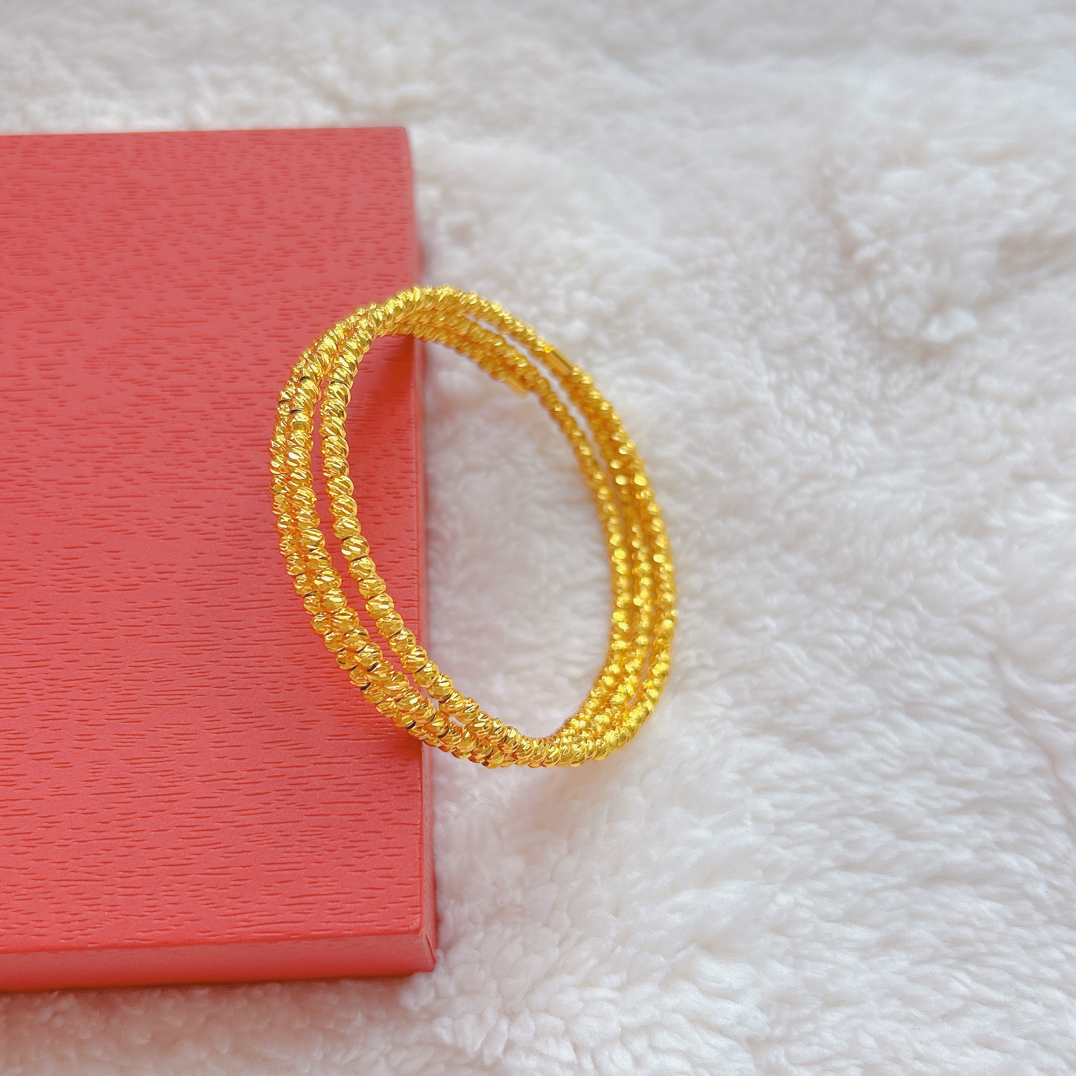 铜合金手镯 铜合金抖音好货精工轻奢时尚蹦迪珠三圈记忆钢丝