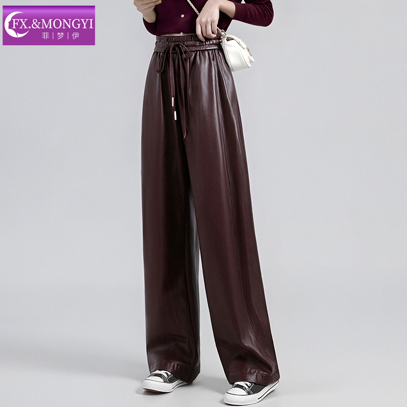 菲梦伊加绒皮裤新款时尚休闲裤FXDK1881