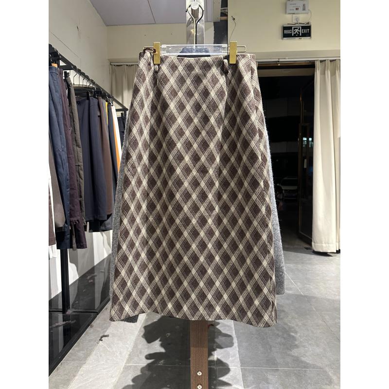 07769格子裙秋冬极简风百搭半身裙棋盘格包臀半身裙休闲