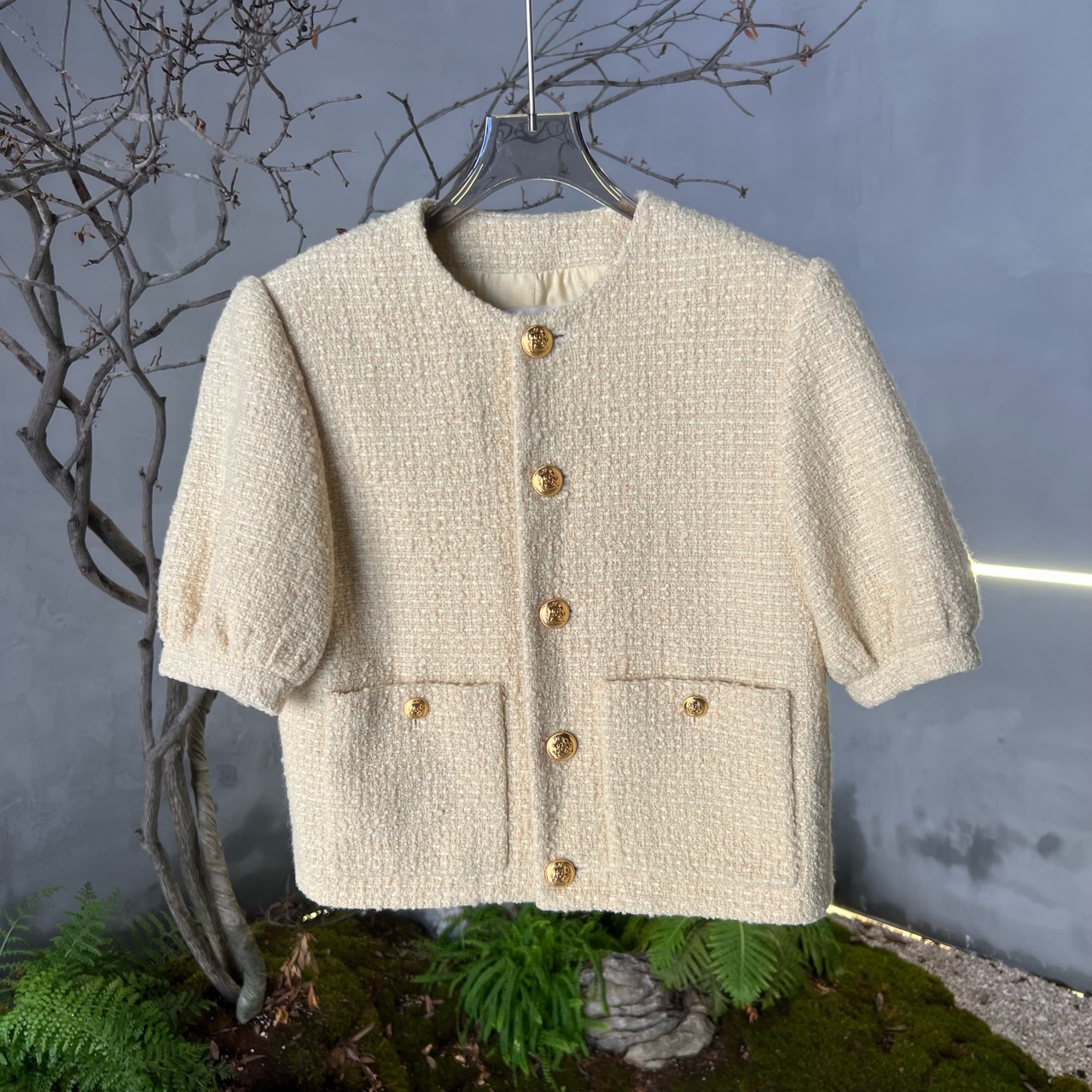 Celine思琳/240652/36码/金扣粗花呢编织外套/全新未使用/2.4