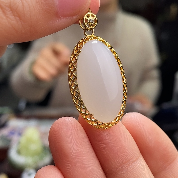 和田玉挂件银S925镶嵌定制发货