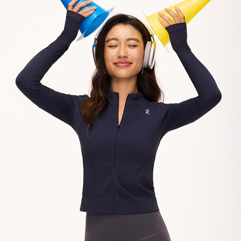 春秋防风小立领拉链紧身开衫外套长袖户外骑行瑜伽运动健身外套