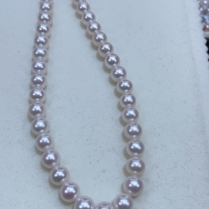 淡水珍珠颈饰银S925镶嵌7.5-8.5正圆冷白炫彩爆亮