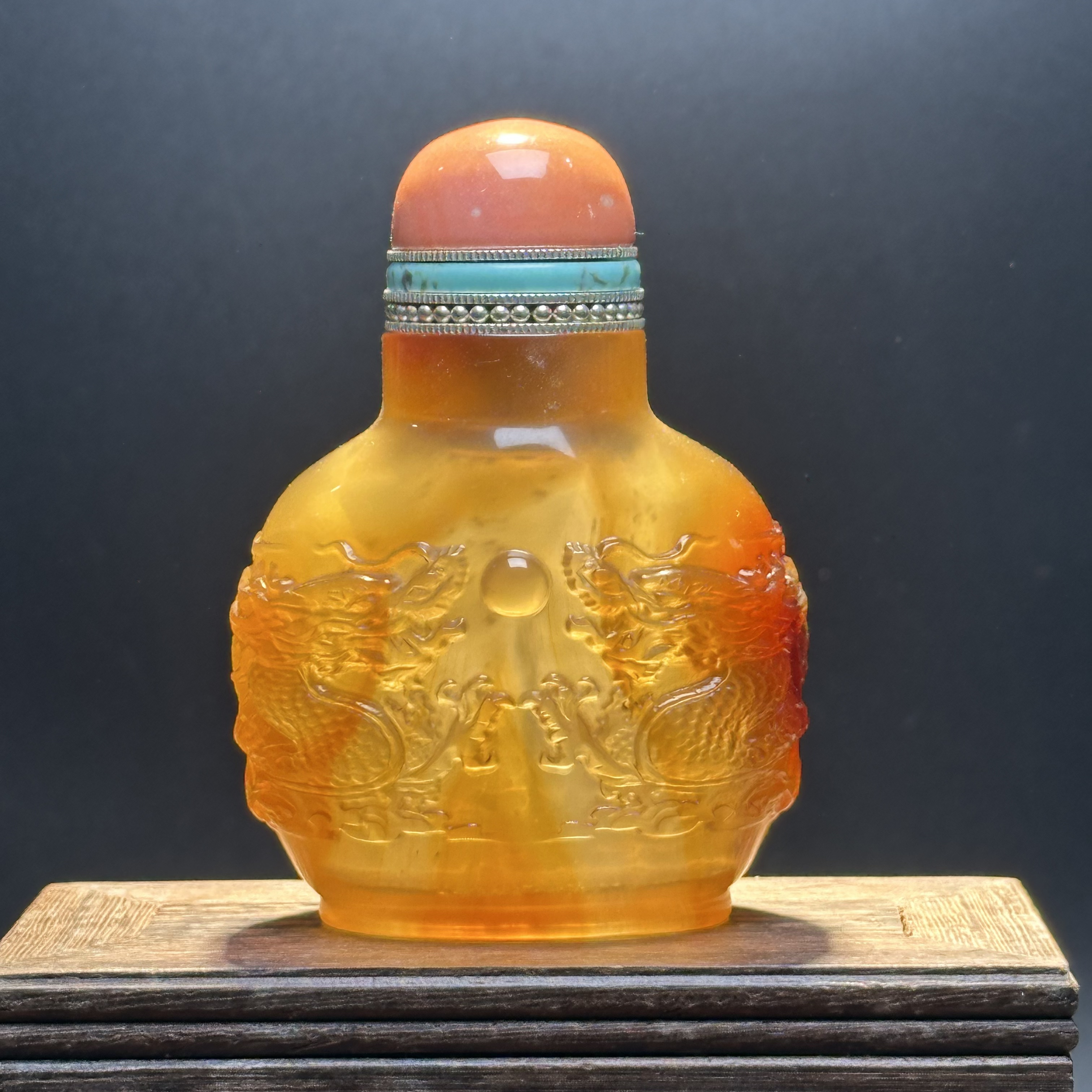 A88蒙古族 双龙戏珠 手工壶