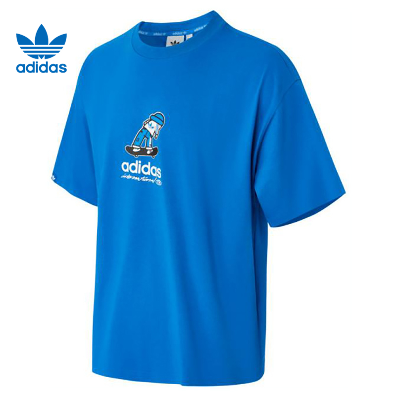Adidas阿迪达斯三叶草男子卡通印花滑板运动宽松短袖T恤JC6828