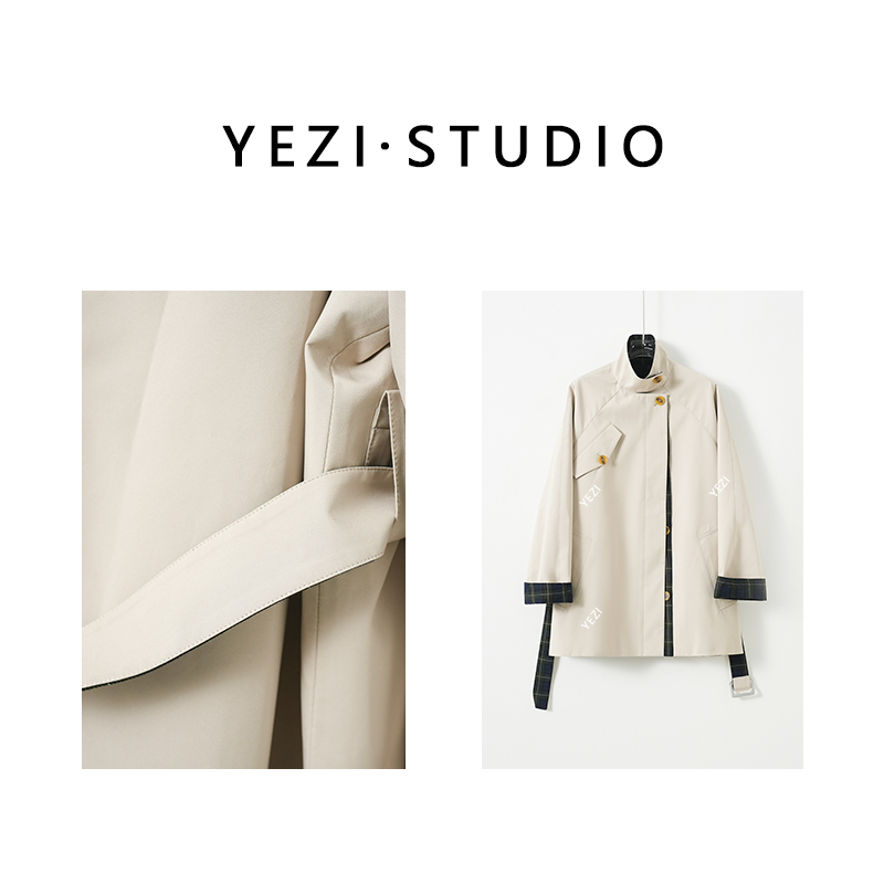 【美学腔调】25春羊.毛两穿宽松撞色格纹立领风衣外套25104006-2/26