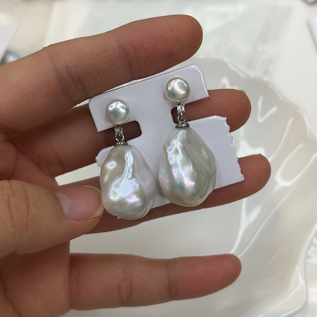 淡水珍珠耳饰合金