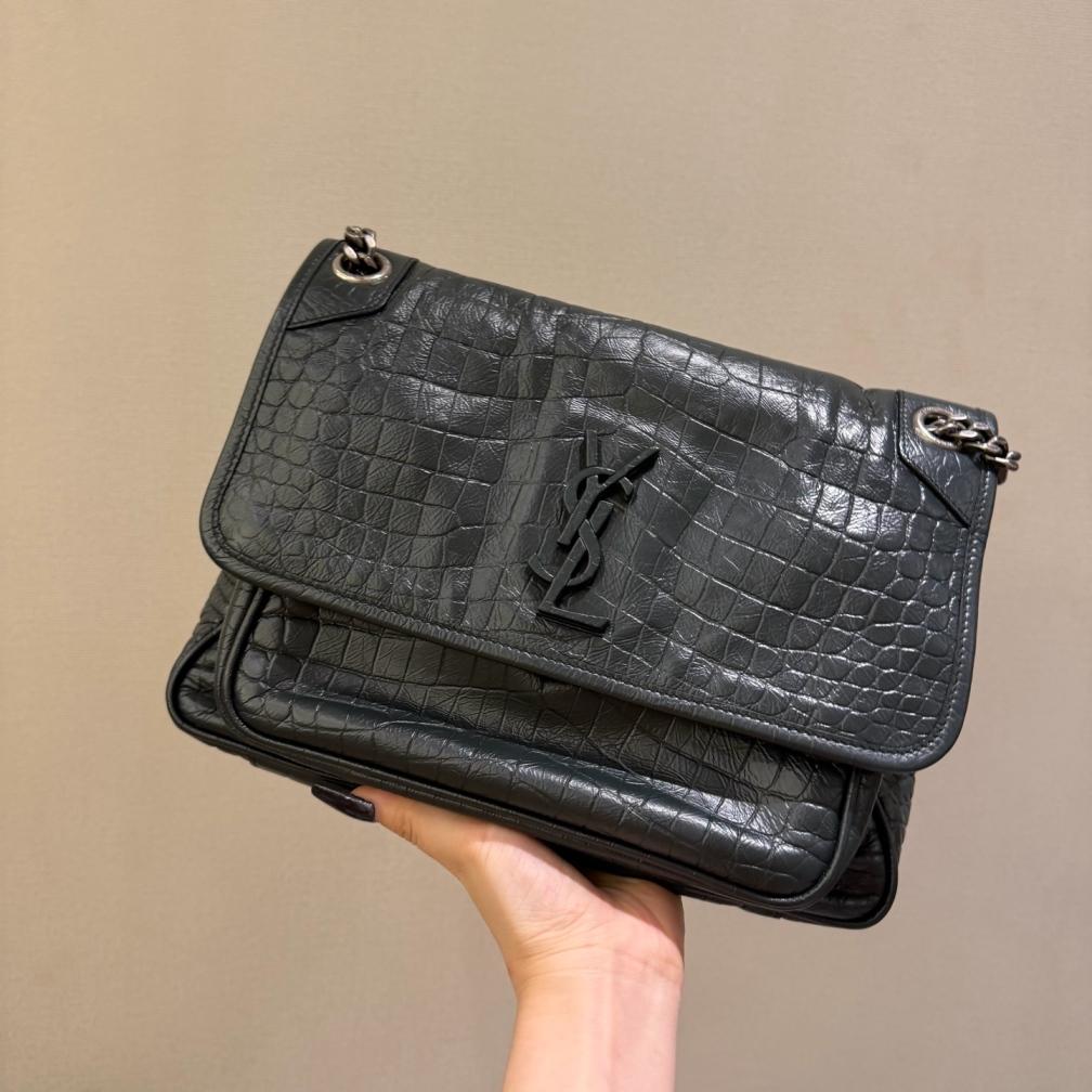 99新 YSL/圣罗兰 圣罗兰鳄压niki链条包