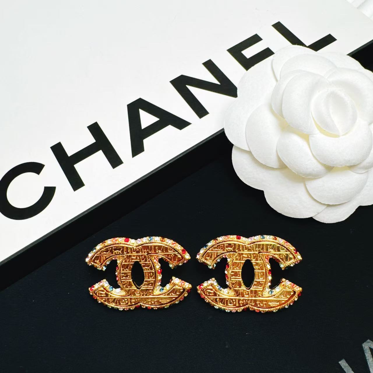 95新 Chanel/香奈儿 柚礼中古/香奈儿埃及素金双C耳钉NC501020