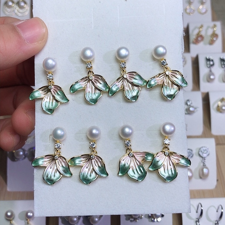 淡水珍珠耳饰银S925镶嵌