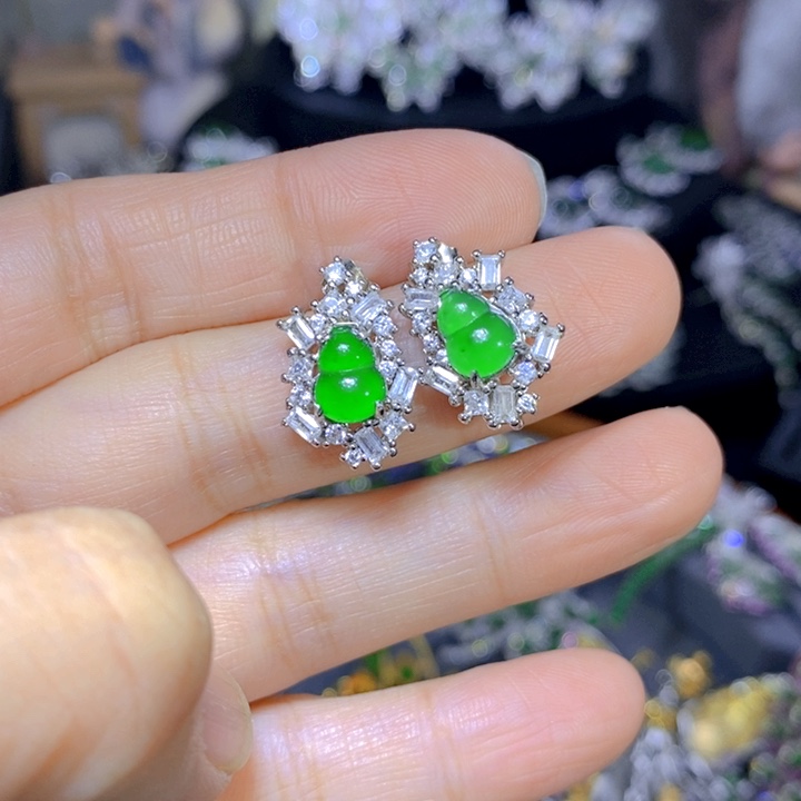 翡翠戒指银S925镶嵌天然翡翠