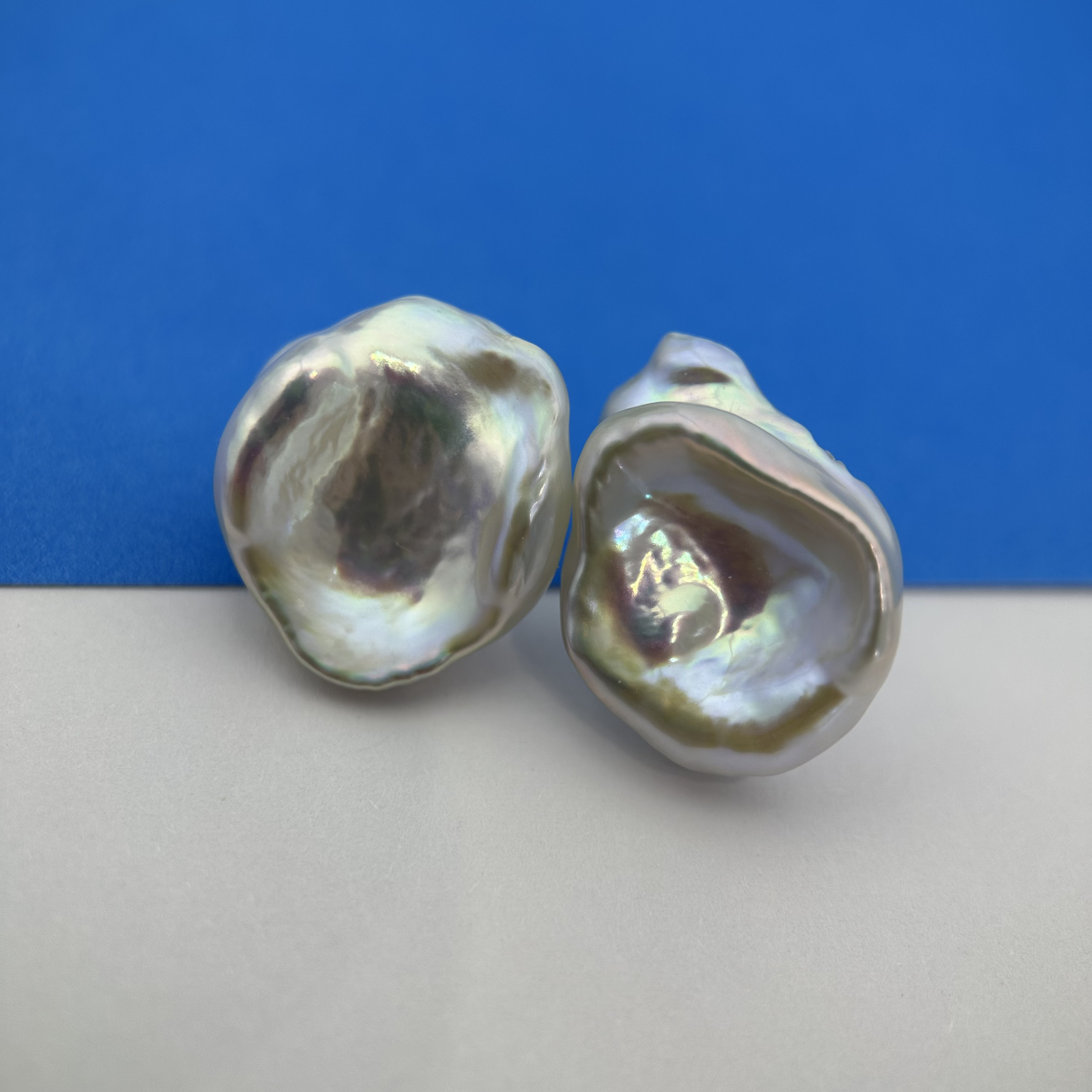 淡水珍珠耳钉 花瓣耳钉  厚实无暇 炫彩珠光 点位18-23mm 银配件