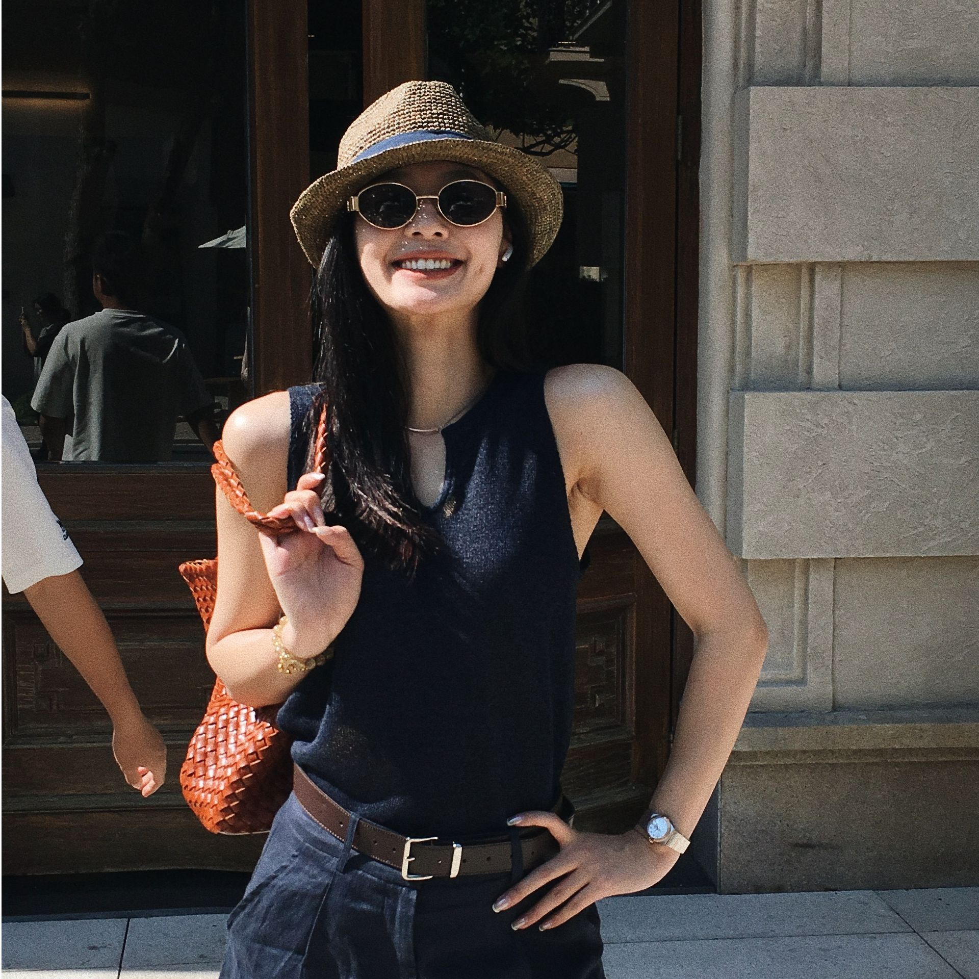 【流萤】8店纯色半开领针织衫无袖背心女显瘦百搭外穿上衣Y8298