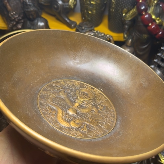 原矿风磨铜精雕摆件 